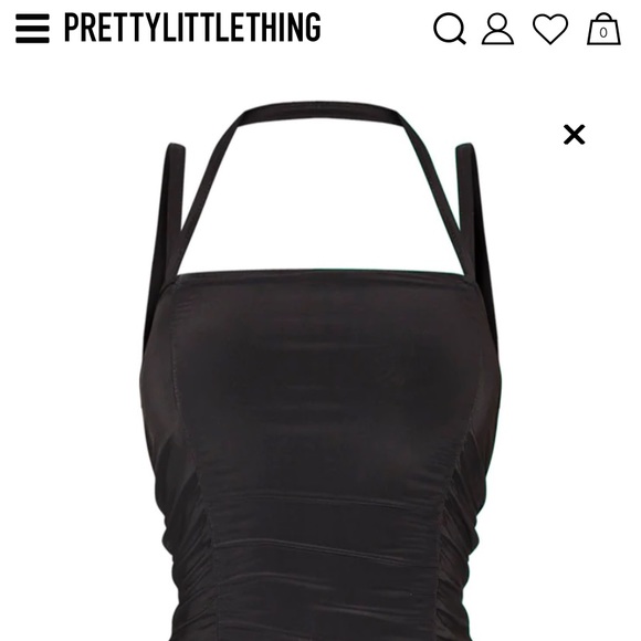 Pretty Little Thing Shape Black Ruched Front Strappy Bodycon Dress - Picture 1 of 4